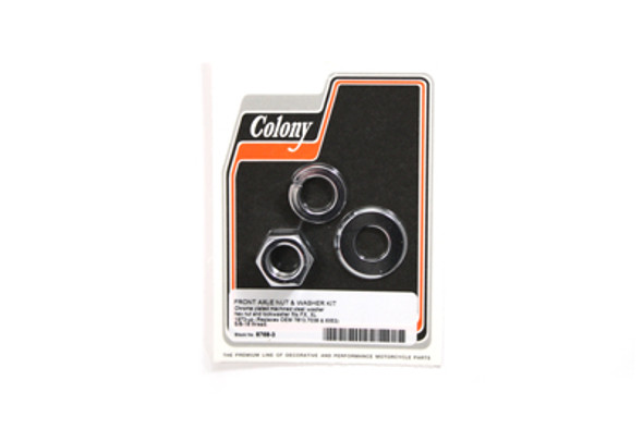 V-Twin - 8768-3 - Chrome Front Axle Nut and Washer Kit