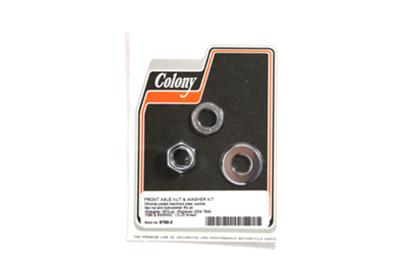 V-Twin - 8769-3 - Chrome Front Axle Nut and Washer Kit