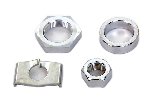 V-Twin - 8832-4 - Chrome Rear Axle Nut and Lock Kit