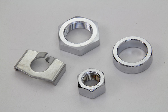 V-Twin - 8832-4T - Chrome Rear Axle Nut and Lock Kit