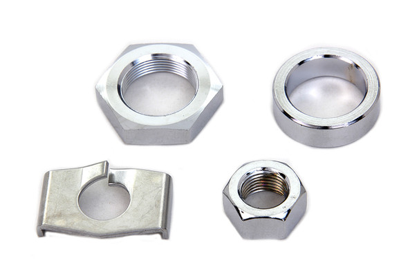 V-Twin - 8832-4T - Chrome Rear Axle Nut and Lock Kit