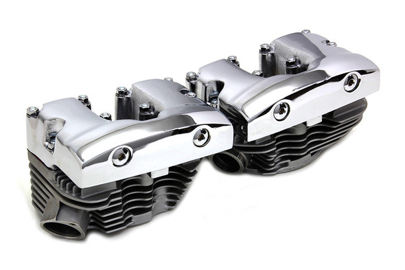 V-Twin - 10-1064 - Cylinder Head Set with Chrome Rocker Box - Fits 1978-1984 Harley-Davidson FL, FX