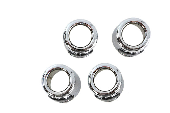 V-Twin - 11-0038 - Pushrod Cover Cup Set Chrome with Black Skull Design