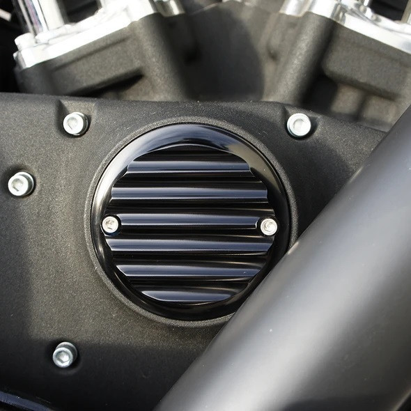 Joker Machine - Black Points Cover - fits '70-'99 Big Twin - Finned