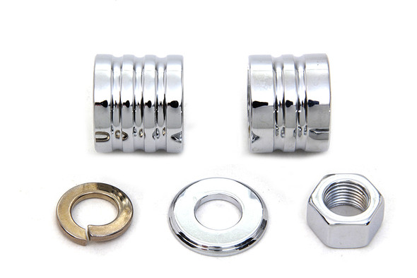 V-Twin - 2021-5 - Front Axle Spacer Kit Groove Style Chrome