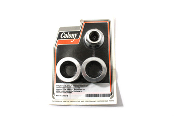 V-Twin - 2153-3 - Chrome Front Axle Nut and Spacer Kit