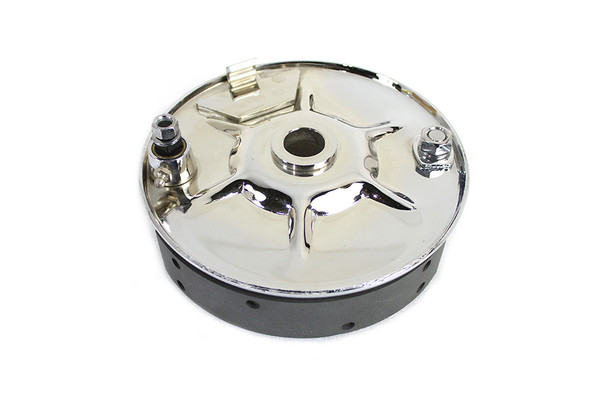 V-Twin - 22-0074 - Rear Mechanical Brake Backing Plate Kit Chrome - Fits 1937-1948 Harley-Davidson VL, 1936-1940 EL, 1941-1957 FL
