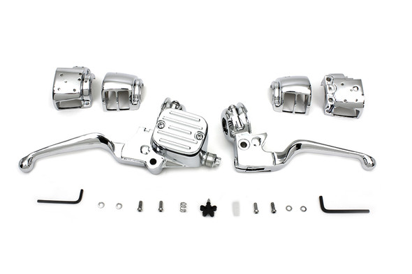 V-Twin - 22-0877 - Chrome Handlebar Control Kit - Fits 2007-2011 Harley-Davidson FLST, FXST, FXDWG, FXD