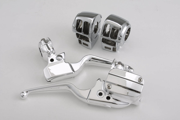 V-Twin - 22-0882 - Chrome Handlebar Control Kit - Fits 2008-2013 Harley-Davidson FLT