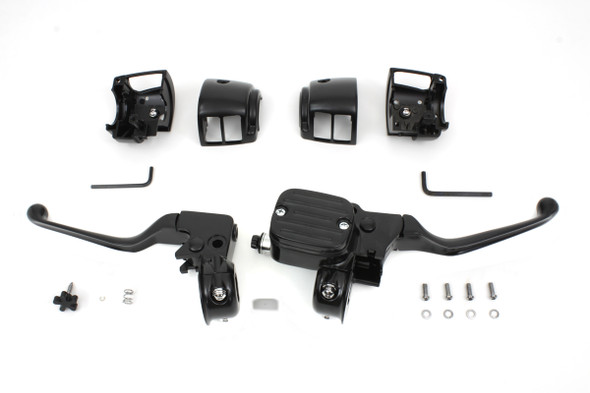 V-Twin - 22-1160 - Handlebar Control Kit Black - Fits 2007-2011 Harley-Davidson FLST, FXST, FXDWG, FXD