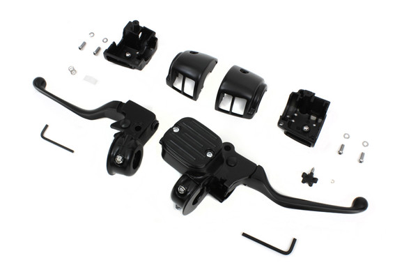 V-Twin - 22-1166 - Contour Style Handlebar Control Kit Black - Fits 1996-2006 Harley-Davidson FXST, 1996-2003 XL, 1996-2006 FLST, FLT, FXDWG, FXD