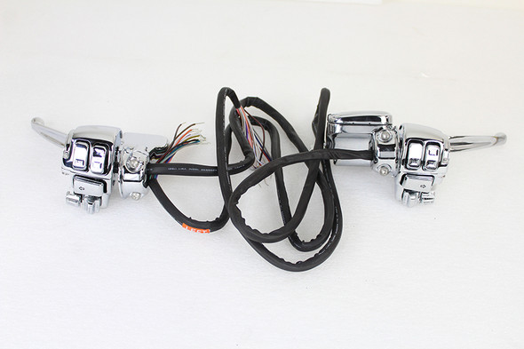 V-Twin - 22-1169 - Chrome Handlebar Control Kit - Fits 2008-2013 Harley-Davidson FLHT, FLHX