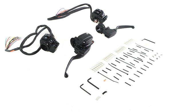 V-Twin - 22-1170 - Matte Black Handlebar Control Kit - Fits 2008-2013 Harley-Davidson FLHT, FLHX, FLHR