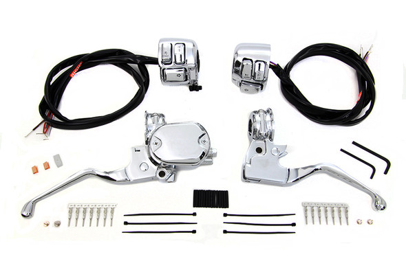 V-Twin - 22-1524 - Handlebar Control Kit with Switches Chrome - Fits 2007-2013 Harley-Davidson XL