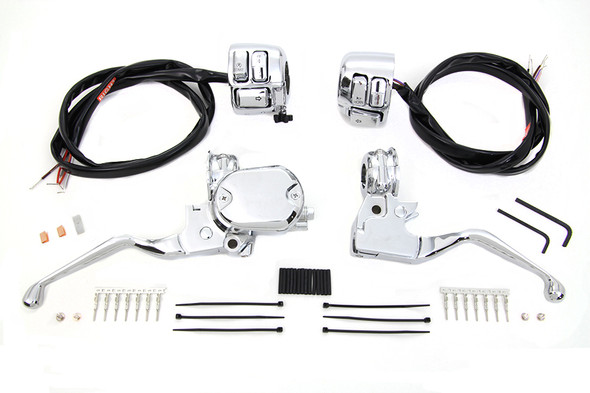 V-Twin - 22-1524 - Handlebar Control Kit with Switches Chrome - Fits 2007-2013 Harley-Davidson XL
