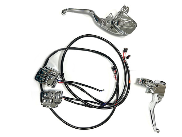 V-Twin - 22-1836 - Handlebar Control Kit Chrome - Fits 2018-2020 Harley-Davidson FXST, 2015-2017 FLST (without cruise control, except FLSS, FLSTFBS), 2018-2020 FLST