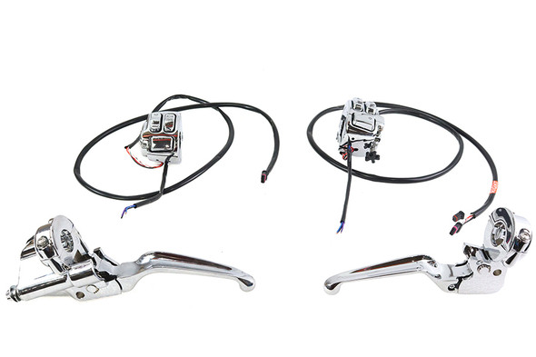 V-Twin - 22-1838 - Handlebar Control Kit Chrome - Fits 2012-2017 Harley-Davidson FXD, 2011-2014 FLS, 2011-2013 FXCW, FXCWC, 2011-2014 FLST, FXS
