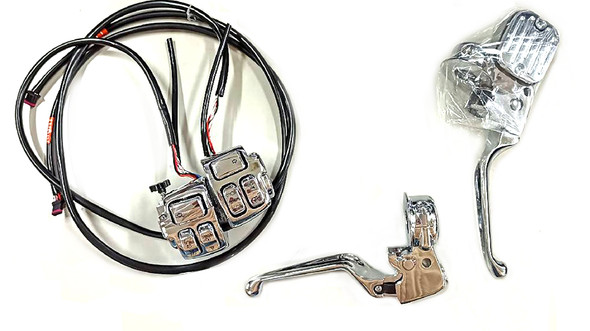 V-Twin - 22-1840 - Handlebar Control Kit Chrome - Fits 2012-2017 Harley-Davidson FXD, 2011-2014 FLS, 2011-2013 FXCW, FXCWC, 2011-2014 FLST, FXS