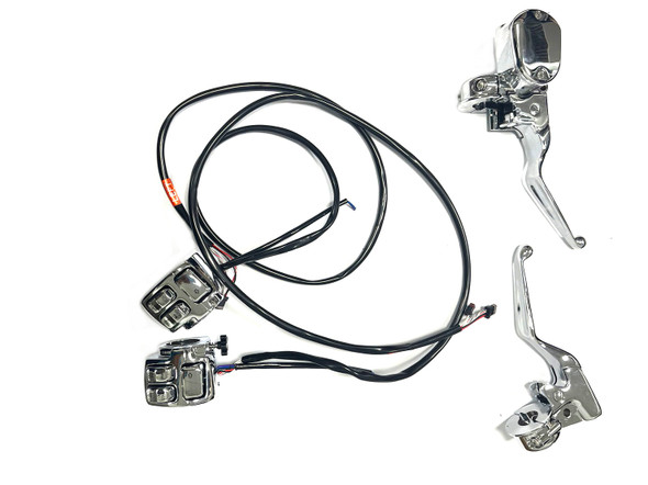 V-Twin - 22-1844 - Handlebar Control Kit Chrome - Fits 2014-2020 Harley-Davidson XL