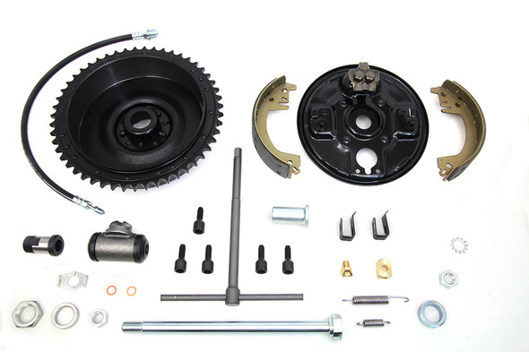 V-Twin - 23-0087 - Rear Brake Drum Assembly Black - Fits 1971-1972 Harley-Davidson FL, 1967-1972 FX