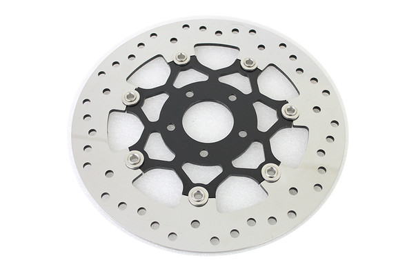 V-Twin - 23-0233 - Floating Stainless Steel, Black & Polished 11.8 inch Front B - Fits 2015-2020 Harley-Davidson FLST, 2014-2020 XL, 2015-2020 FXST, FLRT