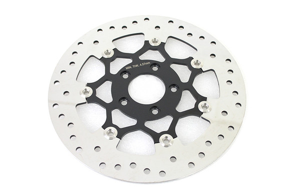 V-Twin - 23-0233 - Floating Stainless Steel, Black & Polished 11.8 inch Front B - Fits 2015-2020 Harley-Davidson FLST, 2014-2020 XL, 2015-2020 FXST, FLRT