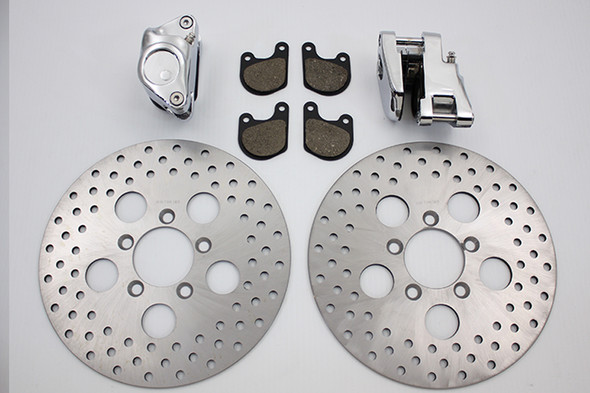 V-Twin - 23-0259 - Front Dual Disc Calipers and 10 inch Disc Kit - Fits 1980-1983 Harley-Davidson FXWG, 1978-1983 XL, FX