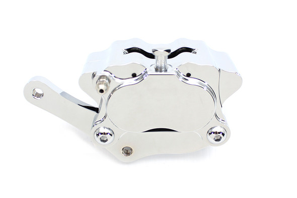 V-Twin - 23-0279 - Chrome Billet Front 4-Piston Left Side Caliper with Bracket - Fits 1984-1999 Harley-Davidson FXST, 1991-1999 FXD, 1986-1999 FLST, 1984-1999 XL