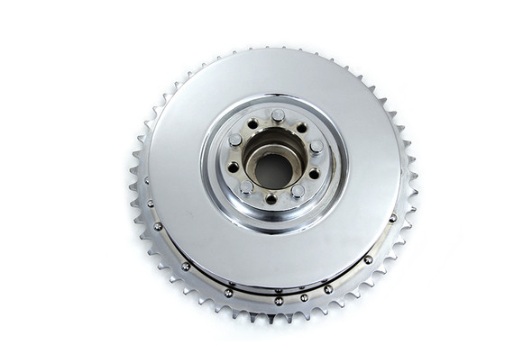 V-Twin - 23-0291 - Cast Rear Mechanical Brake Drum Chrome - Fits 1937-1952 Harley-Davidson EL, 1937-1948 UL, 1941-1957 FL