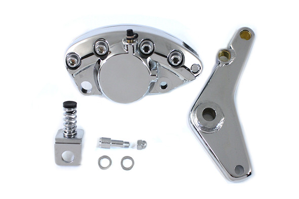 V-Twin - 23-0539 - Chrome 1-Piston Rear Banana Caliper with Bracket - Fits 1973-1980 Harley-Davidson FL, FX