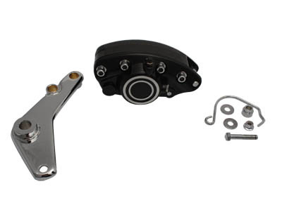 V-Twin - 23-0798 - Black 1 Piston Rear Banana Caliper with Bracket - Fits 1973-1980 Harley-Davidson FL, FX