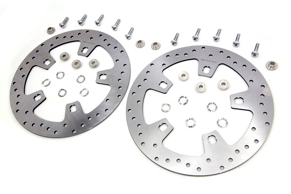 V-Twin - 23-0900 - Duro 11.8 inch Drilled Front Brake Disc Set Stainless Steel