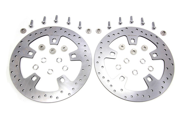 V-Twin - 23-0900 - Duro 11.8 inch Drilled Front Brake Disc Set Stainless Steel