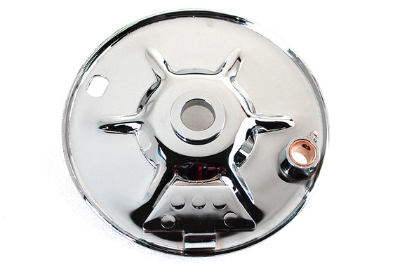 V-Twin - 23-1333 - Rear Brake Backing Plate Chrome - Fits 1937-1948 Harley-Davidson UL, 1936-1940 EL, 1941-1957 FL