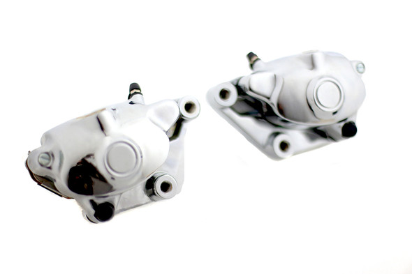 V-Twin - 23-1668 - Chrome Front 2 Piston Caliper Set - Fits 2000-2009 Harley-Davidson XL