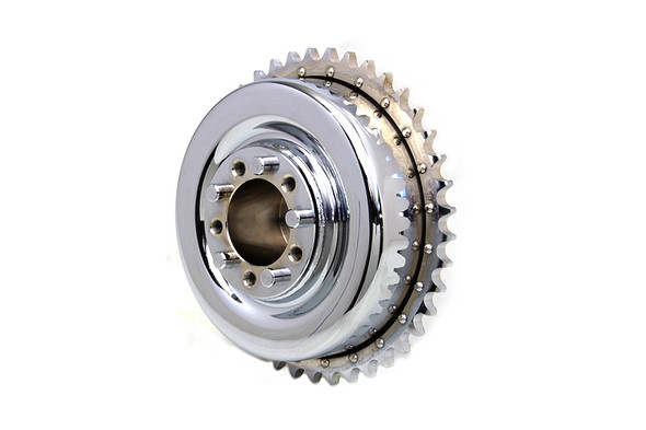 V-Twin - 23-1769 - Rear Brake Drum Chrome with Sprocket - Fits 1941-1952 Harley-Davidson WL