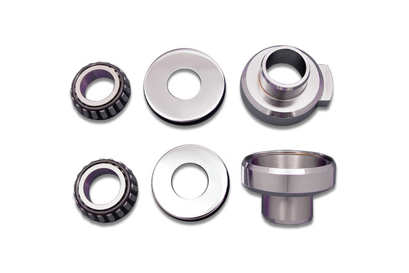 V-Twin - 24-0231 - Chrome Fork Neck Cup Kit with Stops