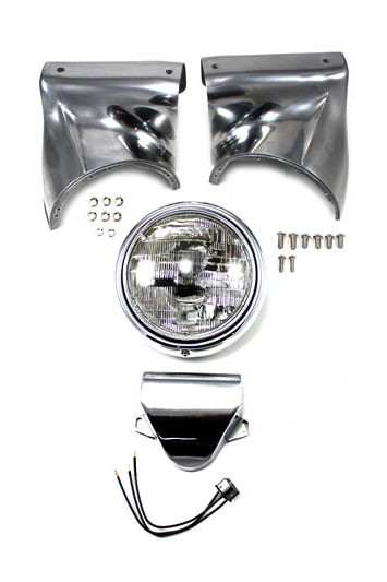 V-Twin - 24-0501 - 7 inch Headlamp Cowl Kit Polished - Fits 1960-1984 Harley-Davidson FL