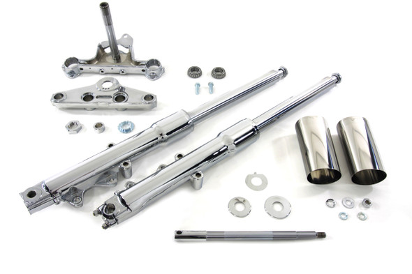 V-Twin - 24-0514 - 41mm Fork Assembly with Chrome Sliders Stock Length