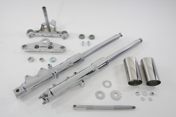 V-Twin - 24-0514 - 41mm Fork Assembly with Chrome Sliders Stock Length