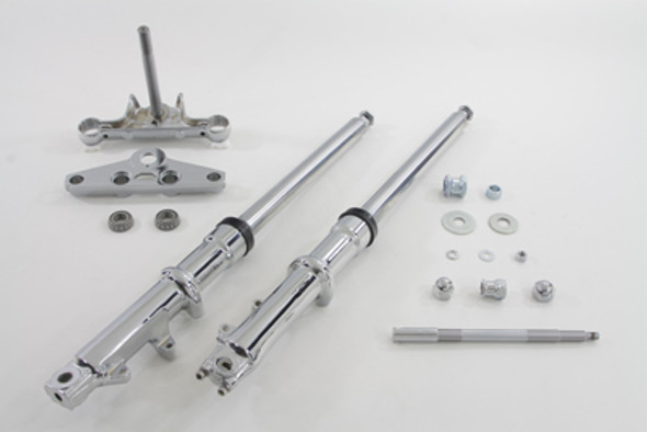 V-Twin - 24-0761 - 41mm Wide Glide Fork Assembly with Chrome Sliders