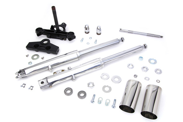 V-Twin - 24-0790 - 41mm Adjustable Fork Tube Assembly with Polished Sliders - Fits 1972-1984 Harley-Davidson FL