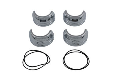 V-Twin - 24-1213 - 49mm Fork Boot Cover Set Chrome - Fits 2006-2017 Harley-Davidson FXD