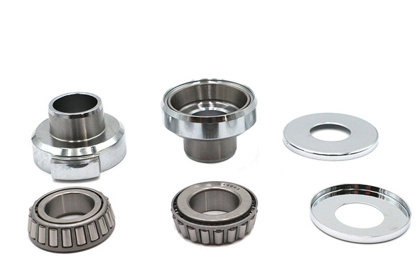 V-Twin - 24-1488 - Chrome Fork Neck Cup Kit with Stops - Fits 1971-1984 Harley-Davidson FX, 1949-1984 FL, 1986-1999 FXST