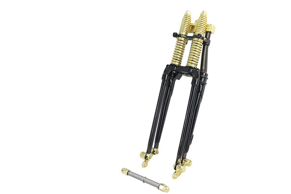 V-Twin - 24-1578 - 22 inch Spring Fork Kit Black with Brass Accents - Fits 1970-1984 Harley-Davidson FX, 1941-1984 FL, 1986-2017 FXST, FLST, 1936-1952 EL