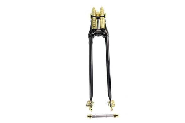 V-Twin - 24-1581 - 28 inch Spring Fork Kit Black with Brass Accents