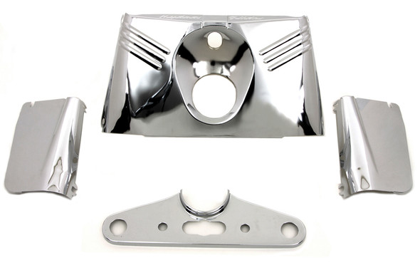 V-Twin - 24-1755 - Triple Tree Cover Kit Chrome - Fits 1955-1959 Harley-Davidson FLH