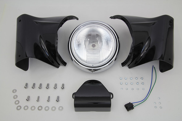 V-Twin - 24-1964 - 7 inch Headlamp Cowl Kit Black