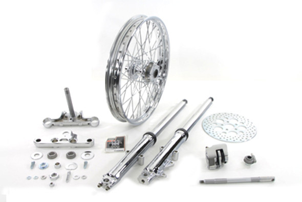 V-Twin - 24-2018 - 41mm Front Fork Wheel Assembly with Chrome Sliders