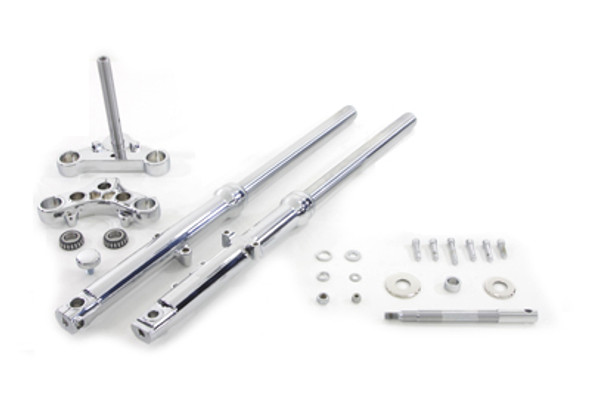 V-Twin - 24-8566 - 39mm Fork Assembly with Chrome Sliders Single Disc